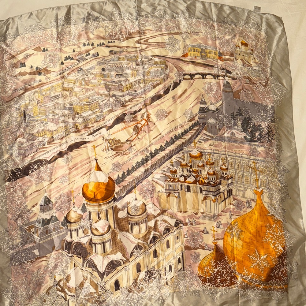 Silk Scarf with Architectural Print